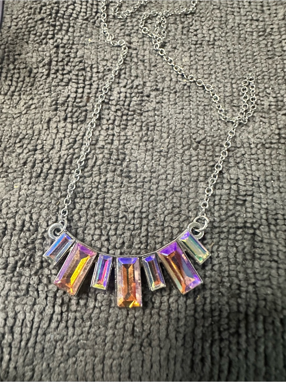 Source Unknown Iridescent Purple & Gold Bar Crystal Necklace - Women Jewelry